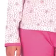 A LINDA pizsama anyaga: virágos felső, rózsaszín alsó - rövid szettben.