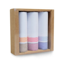 L47-13 Női textilzsebkendő 3 db, hullámkarton csomagolásban