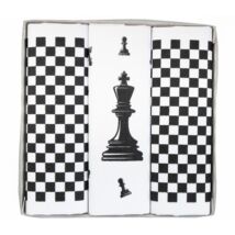 M59C férfi textilzsebkendő – 3 db sakk-mintás, díszdobozban