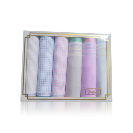 L36-11 Női textilzsebkendő 6db díszdobozban