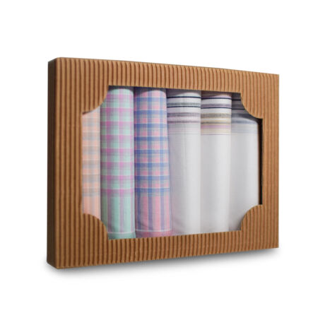 L45-11 Női textilzsebkendő 6 db, hullámkarton dobozban (ÖKO)
