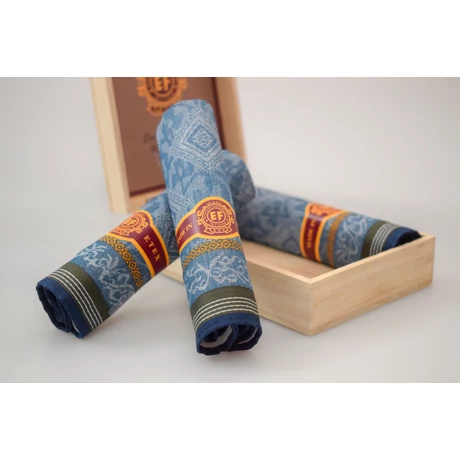 M57-11 Ffi textilzsebkendő 3db fadoboz (szivar, jacquard)